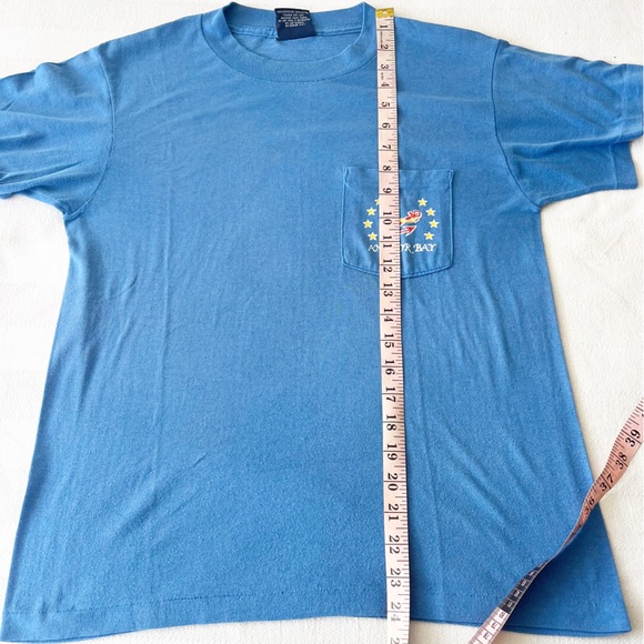 VINTAGE 1970s Blue Sailor Single Stitch T-Shirt All American Boys Anchor Bay - Picture 9 of 10